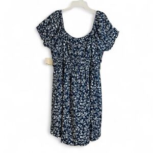 Passport Plus Size 2X Blue Ditsy Floral Fit & Flare Boho Dress Cottagecore